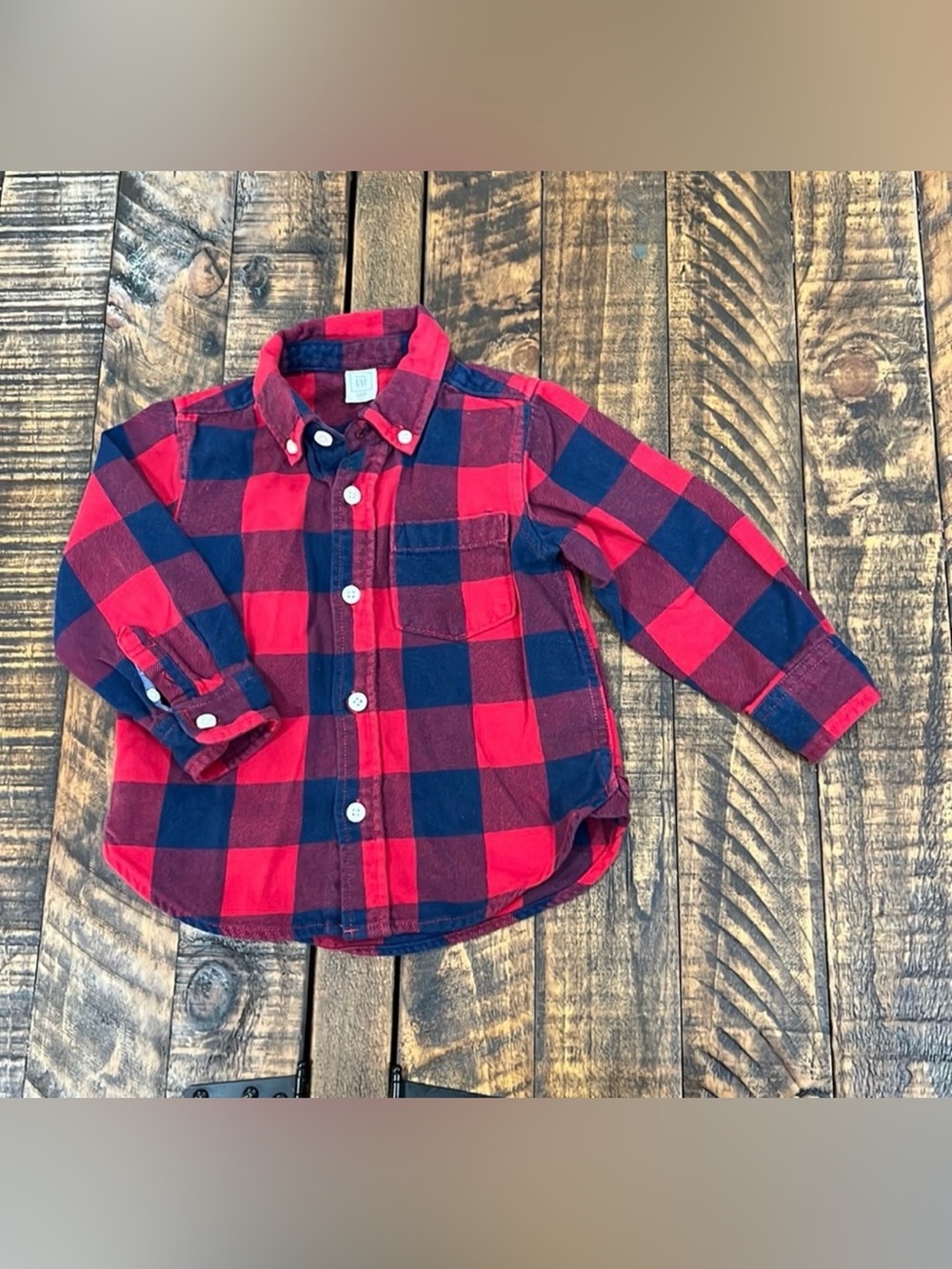 Gap red plaid long sleeve flannel shirt toddler 2T